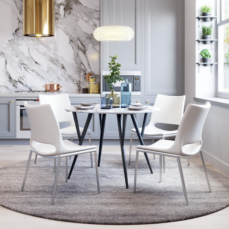 Zuo Ace 101279 Dining Chair - White & Silver IMAGE 8