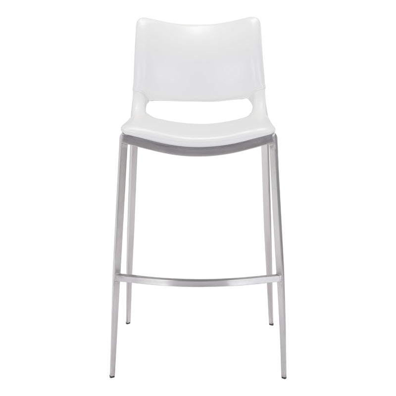Zuo Ace 101283 Barstool - White & Silver IMAGE 3