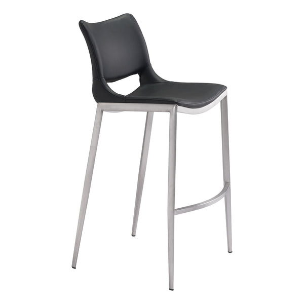Zuo Ace 101284 Barstool - Black & Silver IMAGE 1