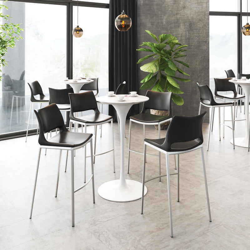 Zuo Ace 101284 Barstool - Black & Silver IMAGE 7