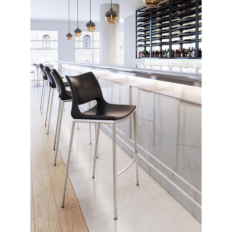Zuo Ace 101284 Barstool - Black & Silver IMAGE 8