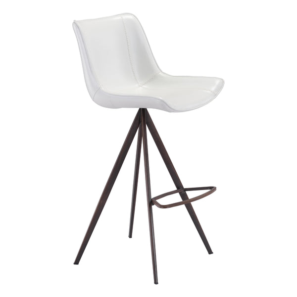 Zuo Aki 101288 Barstool - White & Walnut IMAGE 1