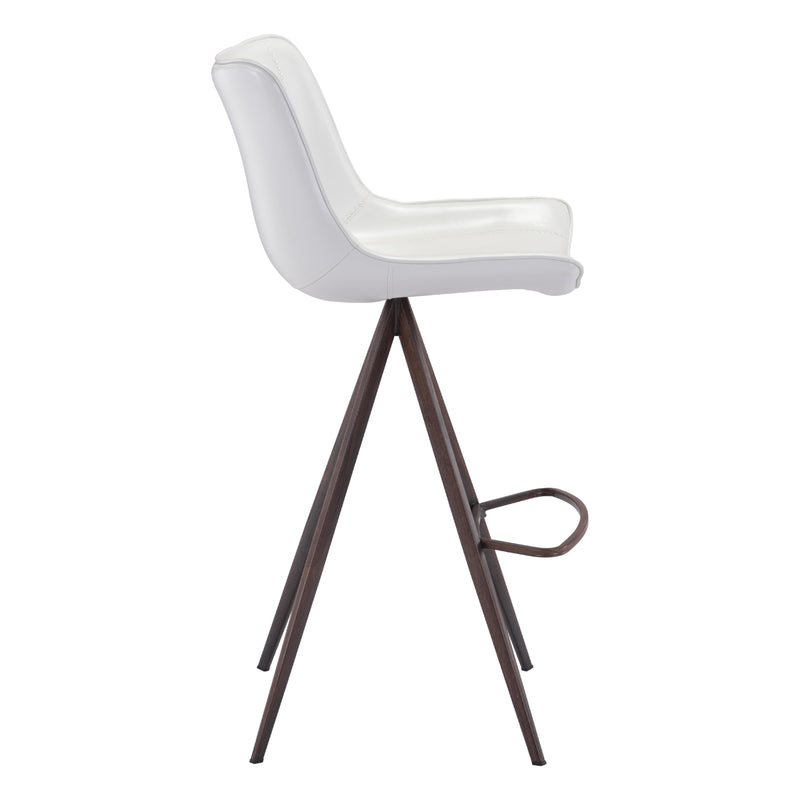 Zuo Aki 101288 Barstool - White & Walnut IMAGE 2