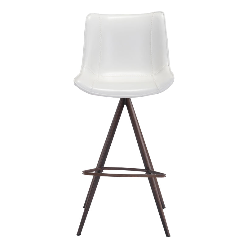 Zuo Aki 101288 Barstool - White & Walnut IMAGE 3