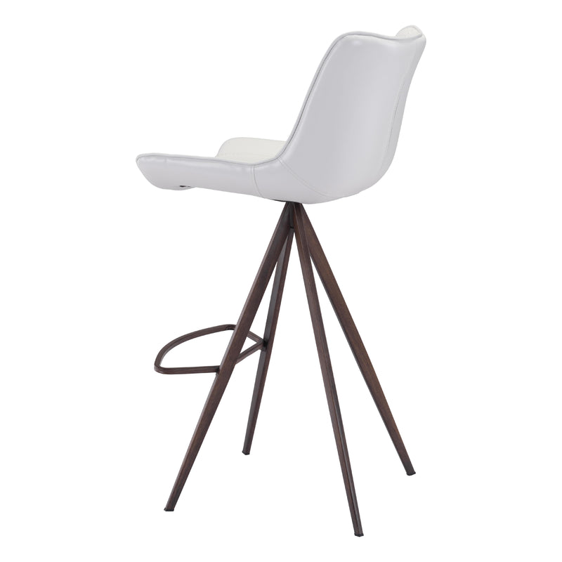 Zuo Aki 101288 Barstool - White & Walnut IMAGE 5