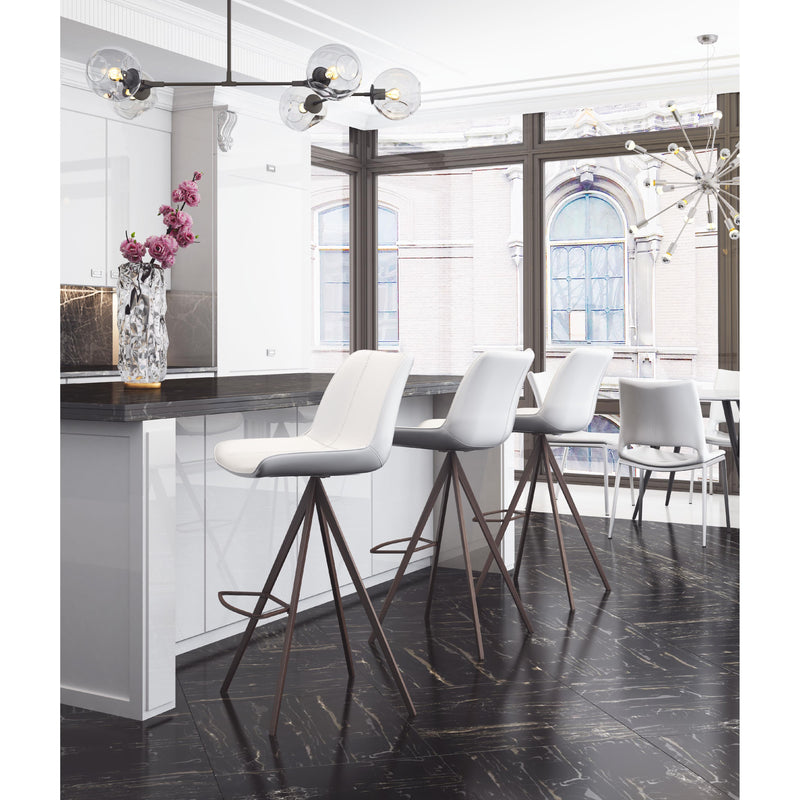 Zuo Aki 101288 Barstool - White & Walnut IMAGE 7