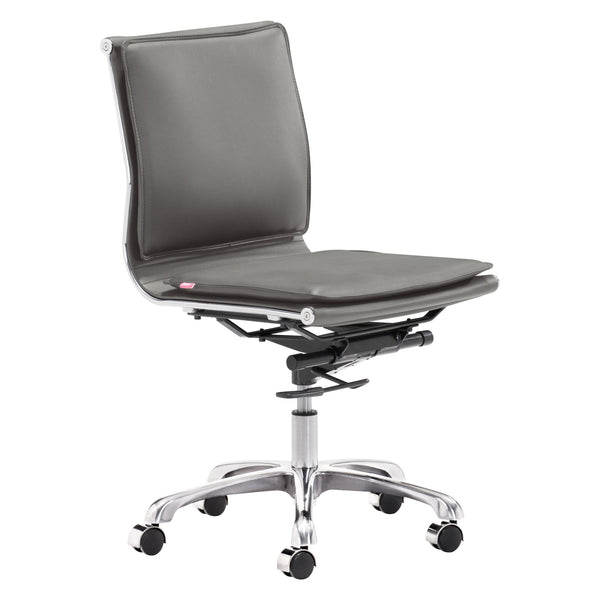 Zuo Lider Plus 215233 Armless Office Chair - Grey IMAGE 1