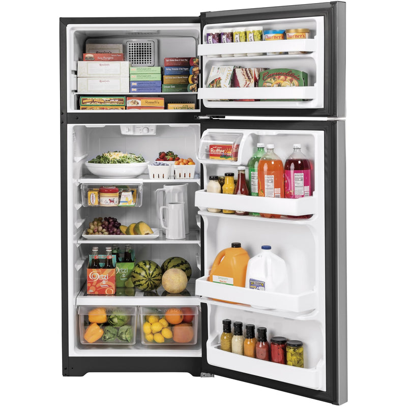 GE 28-inch, 17.5 cu. ft. Top Freezer Refrigerator GTS18HSNRSS IMAGE 3