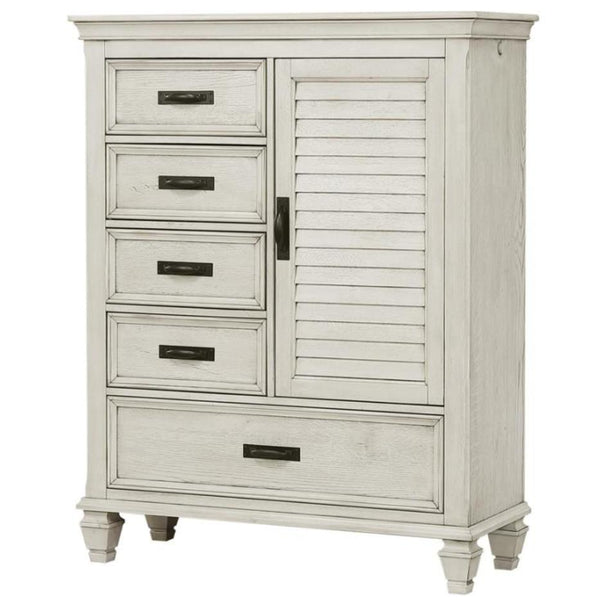  Coaster Furniture Franco 205338 5-Drawer Door Chest - Distressed White IMAGE 1