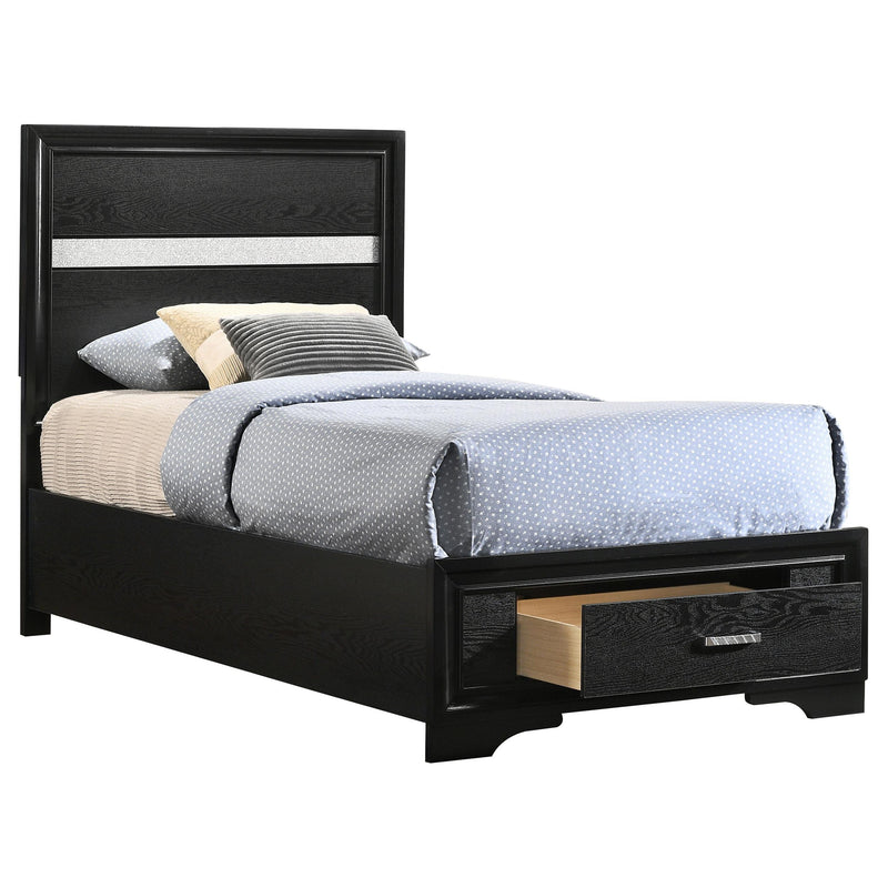  Coaster Furniture Miranda 206361T 51-inch Wood Twin Storage Panel Bed - Black IMAGE 2