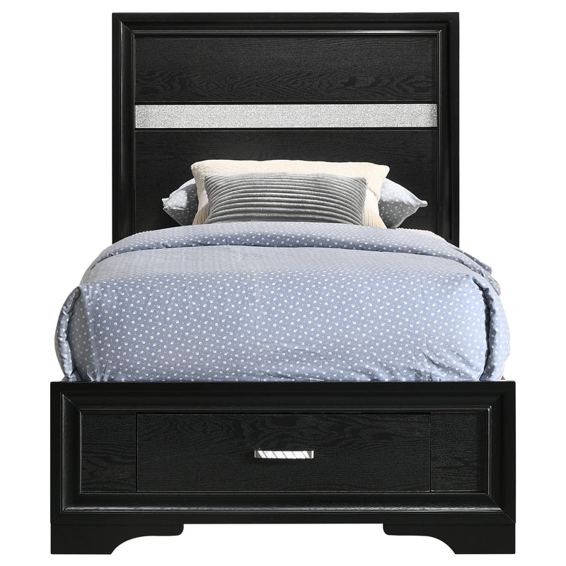  Coaster Furniture Miranda 206361T 51-inch Wood Twin Storage Panel Bed - Black IMAGE 4