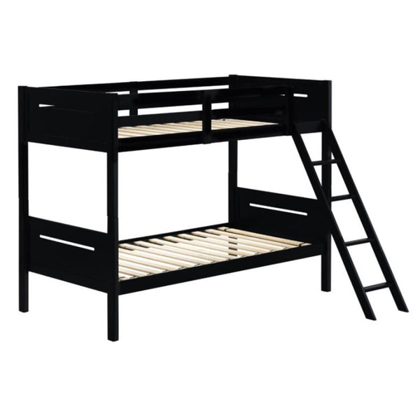  Coaster Furniture Littleton 405051BLK Wood Twin Over Twin Bunk Bed - Black IMAGE 1