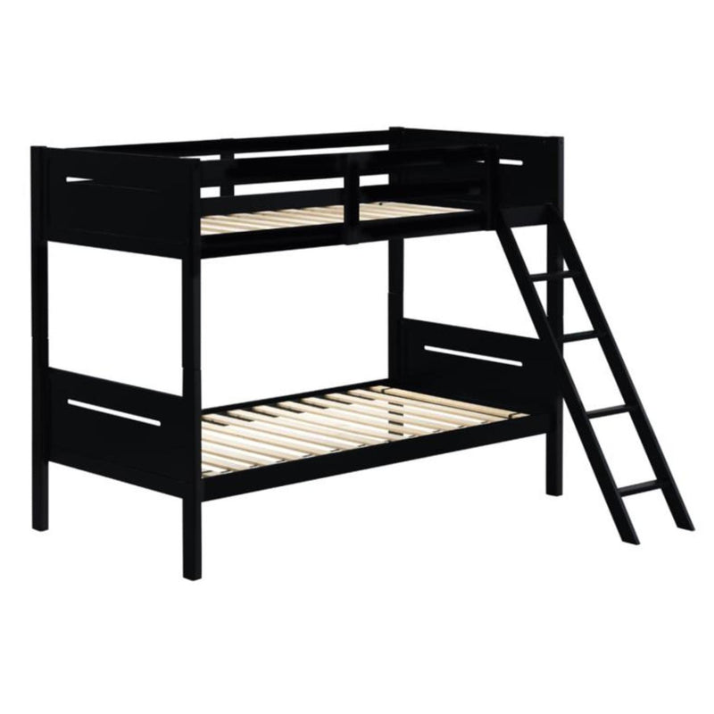  Coaster Furniture Littleton 405051BLK Wood Twin Over Twin Bunk Bed - Black IMAGE 1