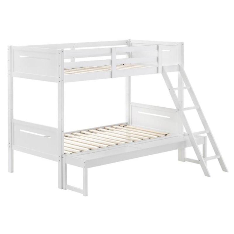  Coaster Furniture Littleton 405052WHT Wood Twin Over Full Bunk Bed - White IMAGE 1