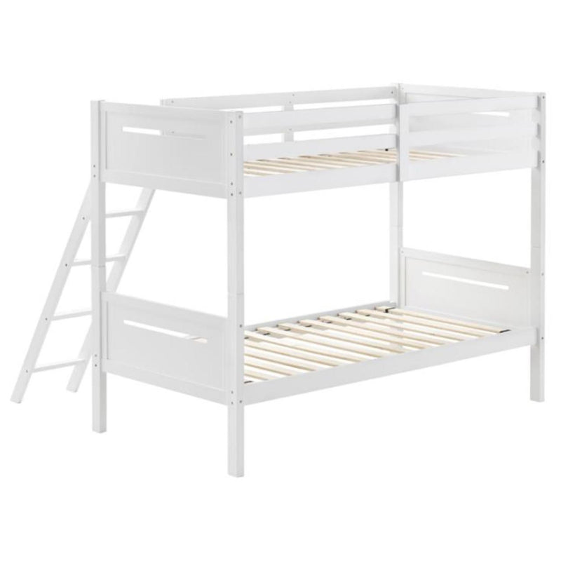  Coaster Furniture Littleton 405051WHT Wood Twin Over Twin Bunk Bed - White IMAGE 2