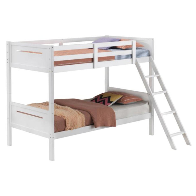  Coaster Furniture Littleton 405051WHT Wood Twin Over Twin Bunk Bed - White IMAGE 3