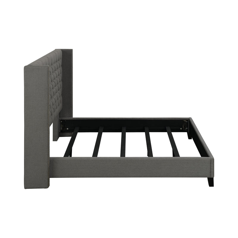 Coaster Furniture Bancroft 301405Q Upholstered Queen Wingback Bed - Grey IMAGE 3