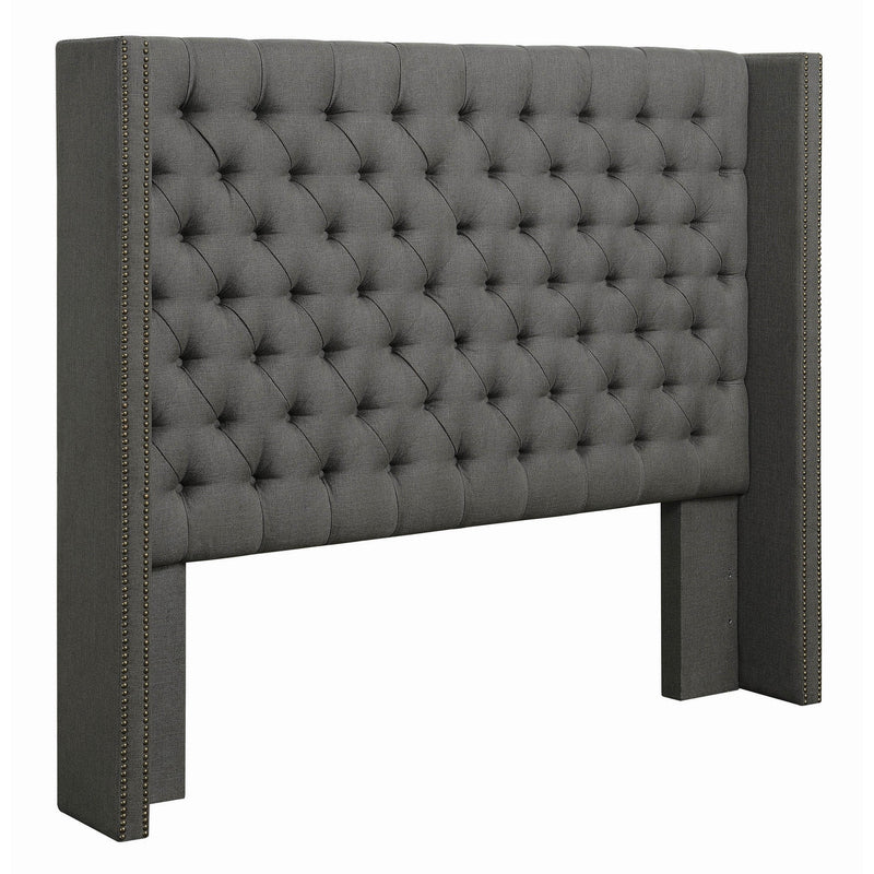 Coaster Furniture Bancroft 301405Q Upholstered Queen Wingback Bed - Grey IMAGE 4