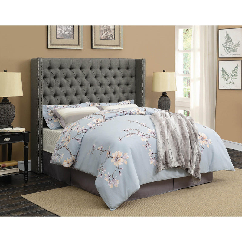 Coaster Furniture Bancroft 301405Q Upholstered Queen Wingback Bed - Grey IMAGE 7