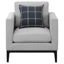 Coaster Furniture Apperson 508683 Upholstered Track Arm Accent Chair - Light Grey IMAGE 3