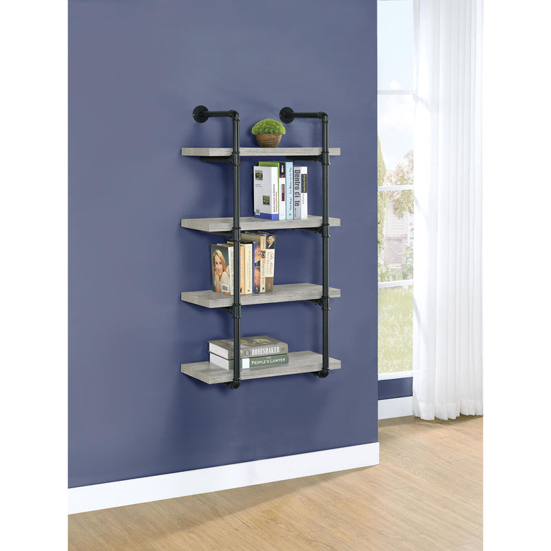  Coaster Furniture Elmcrest 804416 24-inch 4-shelf Wall Bookshelf - Grey Driftwood IMAGE 9