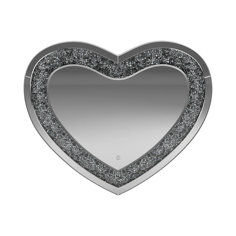  Coaster Furniture Aiko 961535 36 x 30 Inch Heart Shaped LED Light Wall Mirror - Silver IMAGE 3