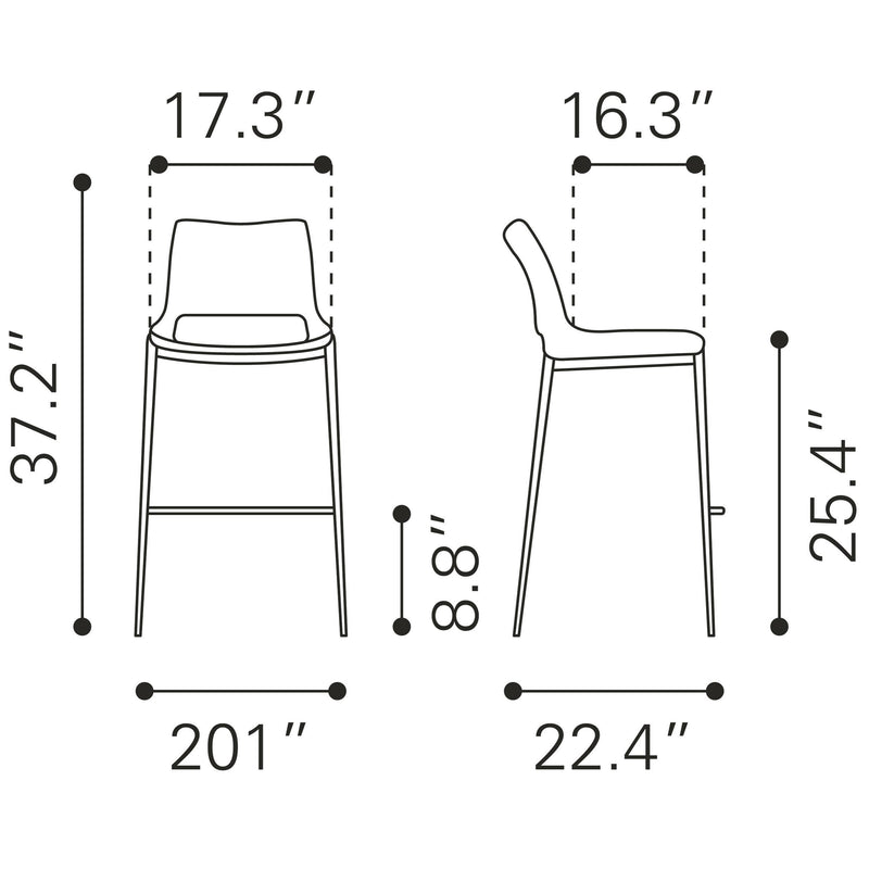 Zuo Ace 101392 Counter Stool - Brown & Walnut IMAGE 8