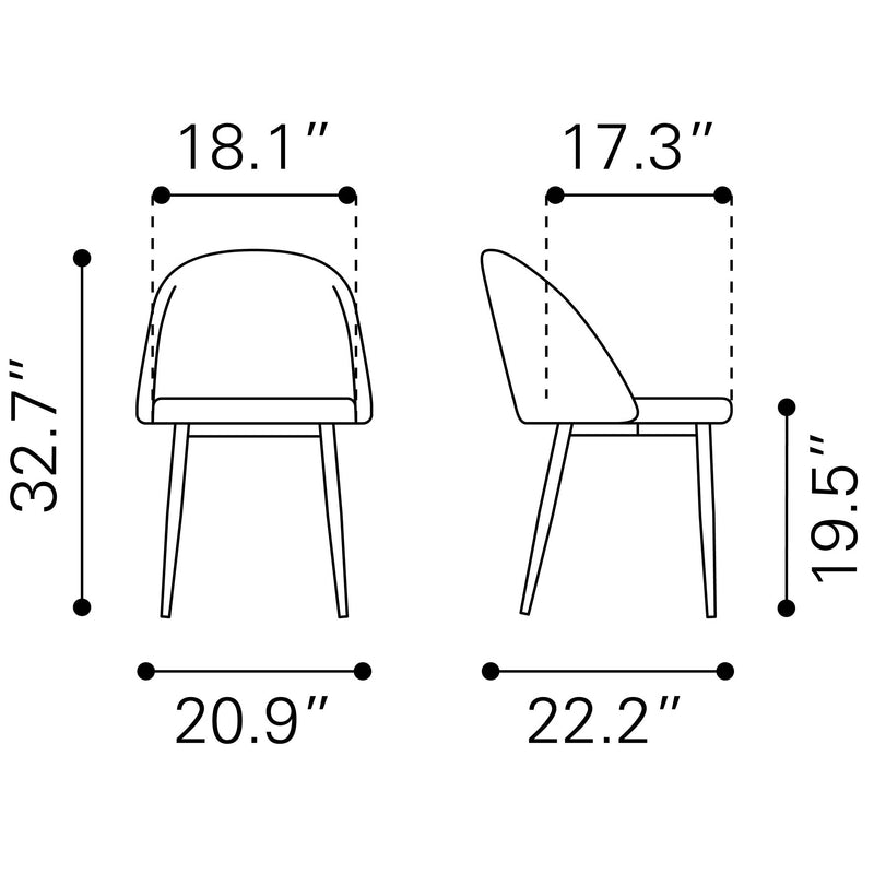 Zuo Cozy 101556 Dining Chair - Black & Gold IMAGE 9