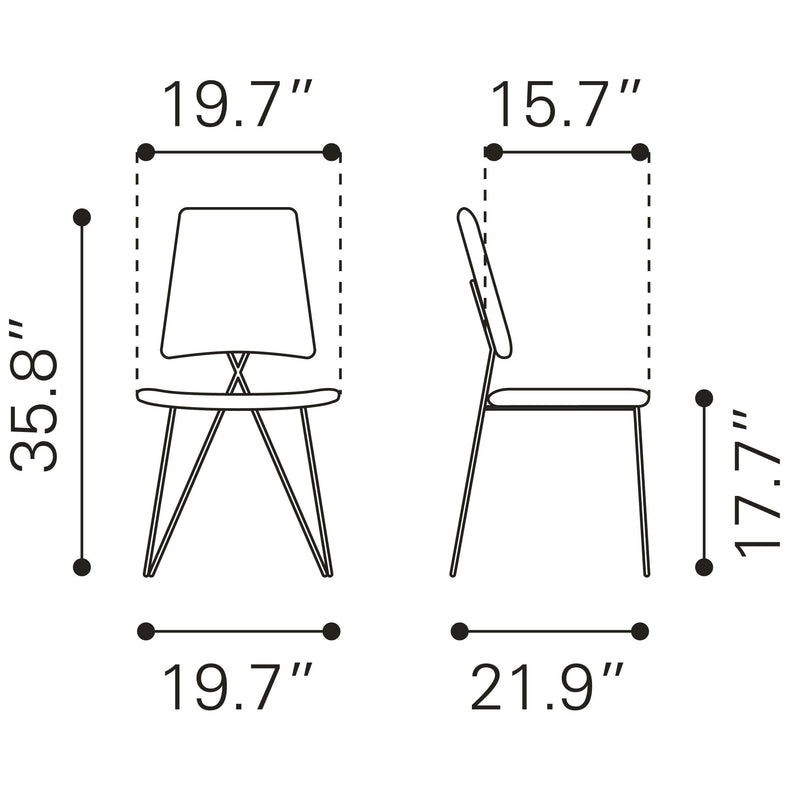 Zuo Chloe 101464 Dining Chair - Black & Gold IMAGE 10