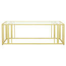  Coaster Furniture Adri 723608 Rectangular Glass Top Coffee Table - Matte Brass IMAGE 2