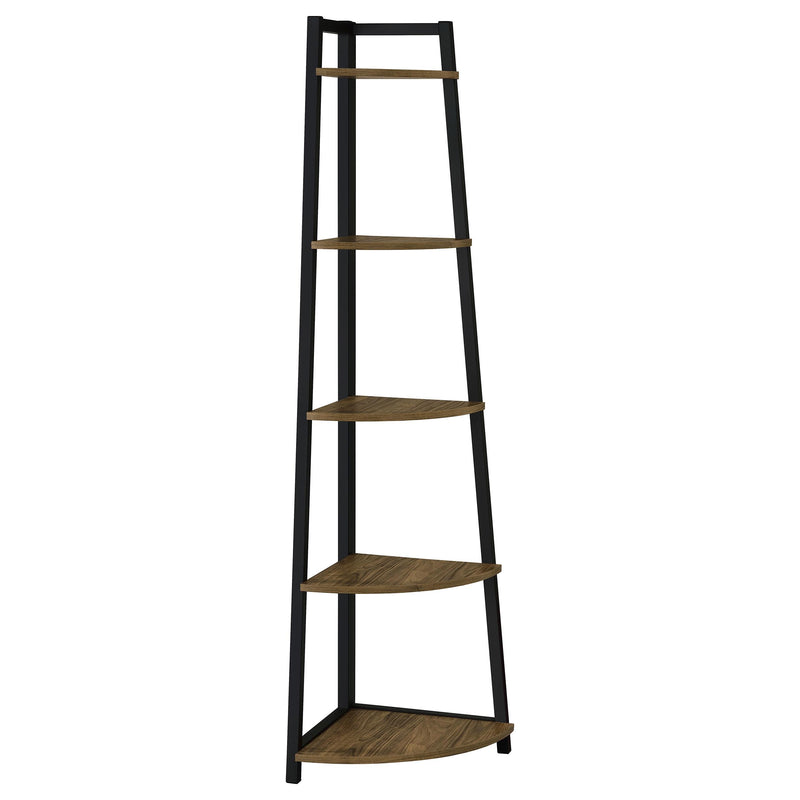  Coaster Furniture Jacksonville 805497 63-inch 5-shelf Bookshelf - Black and Aged Walnut IMAGE 1