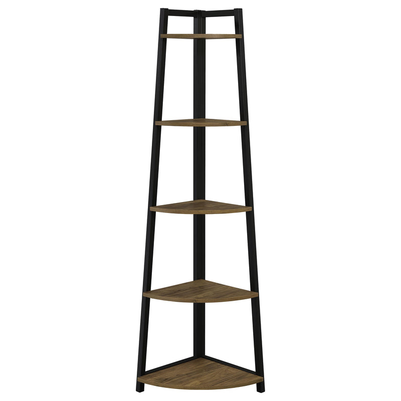  Coaster Furniture Jacksonville 805497 63-inch 5-shelf Bookshelf - Black and Aged Walnut IMAGE 2