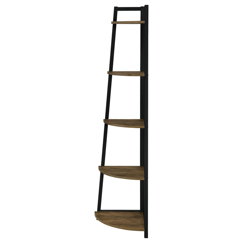  Coaster Furniture Jacksonville 805497 63-inch 5-shelf Bookshelf - Black and Aged Walnut IMAGE 3