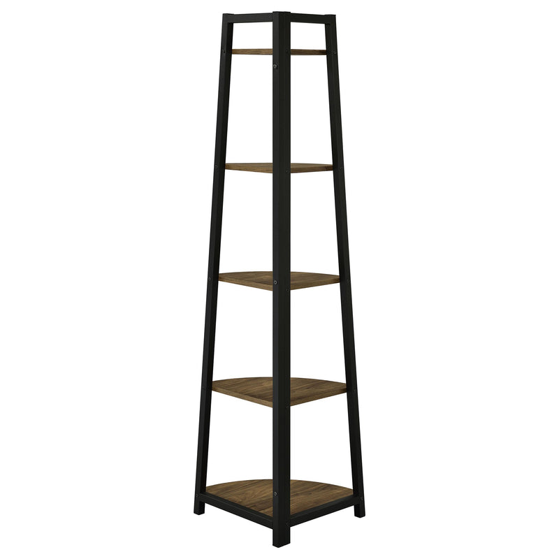  Coaster Furniture Jacksonville 805497 63-inch 5-shelf Bookshelf - Black and Aged Walnut IMAGE 5