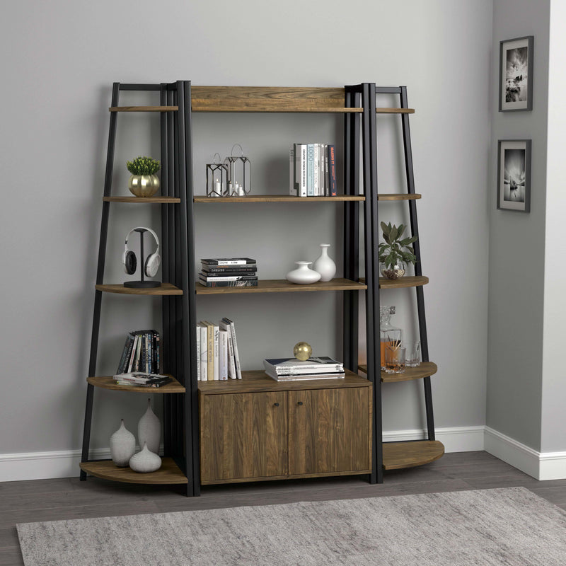  Coaster Furniture Jacksonville 805497 63-inch 5-shelf Bookshelf - Black and Aged Walnut IMAGE 8