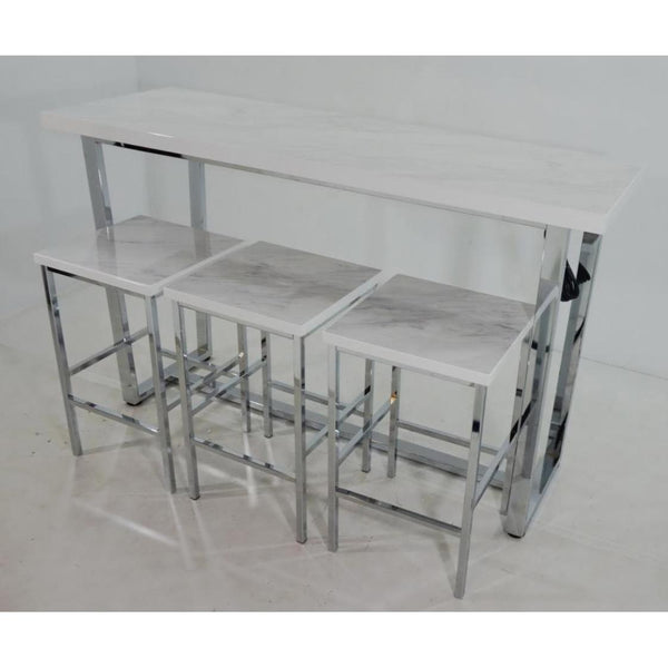  Coaster Furniture Marmot 182253 4-piece Rectangular Counter Height Table Set - Chrome IMAGE 1