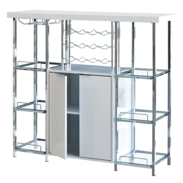 Coaster Furniture Gallimore 182757 2-door Bar Cabinet Wine Storage - White High Gloss IMAGE 1