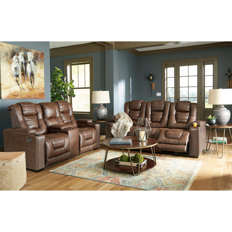 Signature Design by Ashley Owner's Box Power Reclining Leather Look Sofa 2450515 IMAGE 12