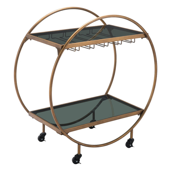 Zuo Arc 101501 Bar Cart - Brass & Black IMAGE 1