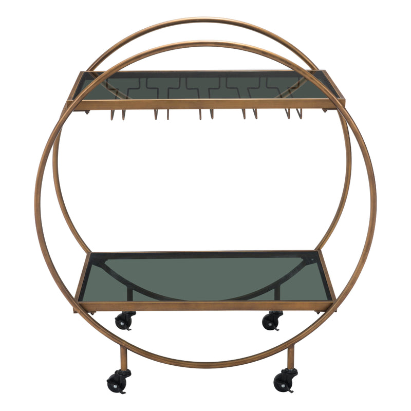 Zuo Arc 101501 Bar Cart - Brass & Black IMAGE 3