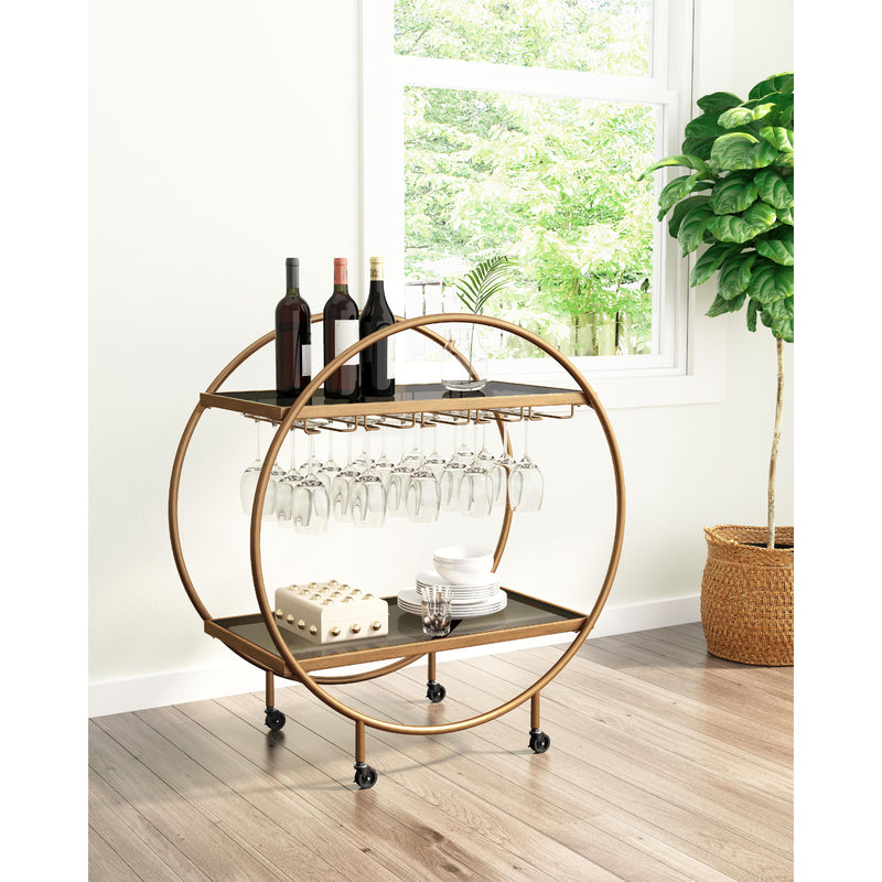 Zuo Arc 101501 Bar Cart - Brass & Black IMAGE 7