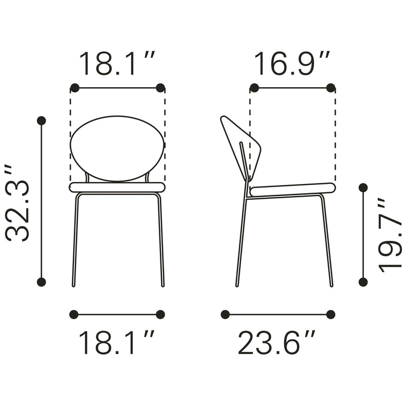 Zuo Clyde 101522 Dining Chair - Leaf Print & Black IMAGE 10