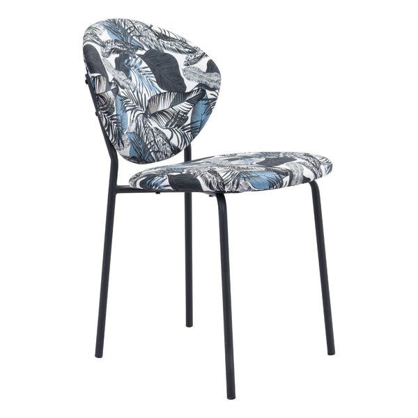 Zuo Clyde 101522 Dining Chair - Leaf Print & Black IMAGE 1