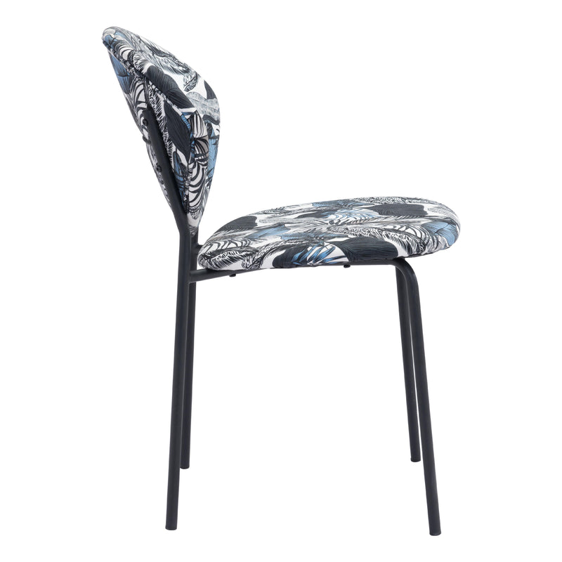 Zuo Clyde 101522 Dining Chair - Leaf Print & Black IMAGE 2