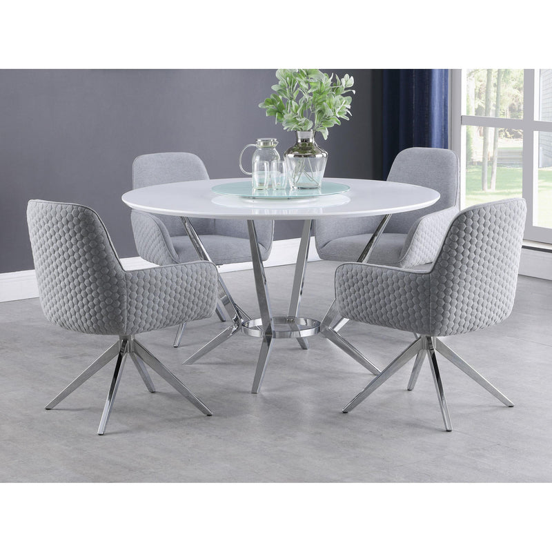 Coaster Furniture Abby 110322 Fabric Upholstered Swivel Dining Arm Chair - Light Grey IMAGE 10