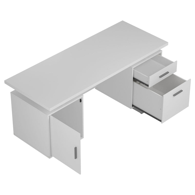  Coaster Furniture Lawtey 803521 60-inch 2-Drawer Computer Desk - White High Gloss IMAGE 3