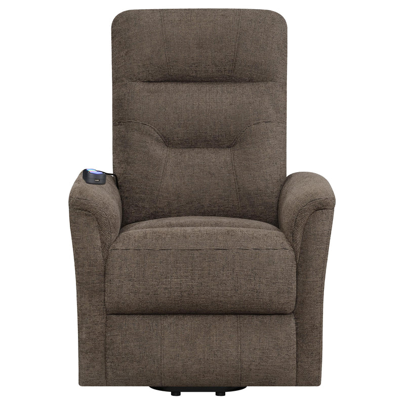 Coaster Furniture Henrietta 609404P Upholstered Power Lift Massage Chair - Brown IMAGE 5