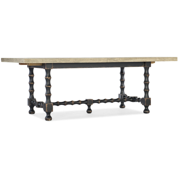 Hooker Furniture 5805-75200-80 Ciao Bella 84in Trestle Table with 2-18in Leaves-Flaky White/Black IMAGE 1