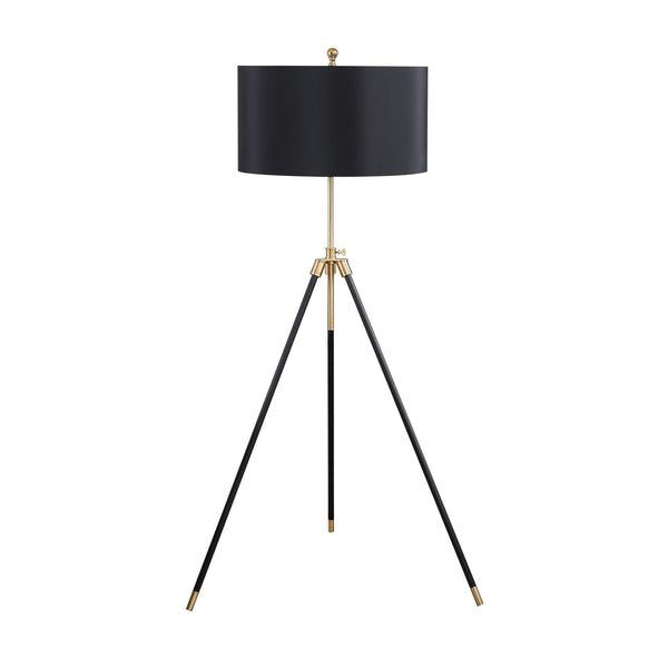  Coaster Furniture Zabka 923255 63-inch Drum Shade Metal Tripod Floor Lamp - Black IMAGE 1