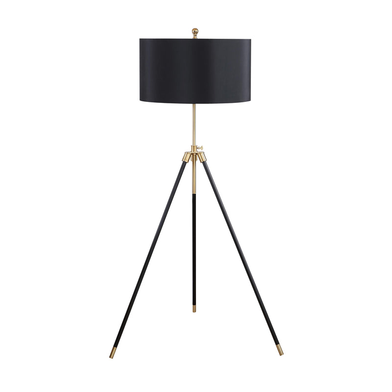  Coaster Furniture Zabka 923255 63-inch Drum Shade Metal Tripod Floor Lamp - Black IMAGE 1